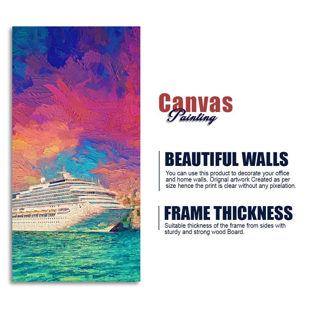 Beautiful Ship in the Sea Scenery Premium Canvas Wall Painting - Decor Smart