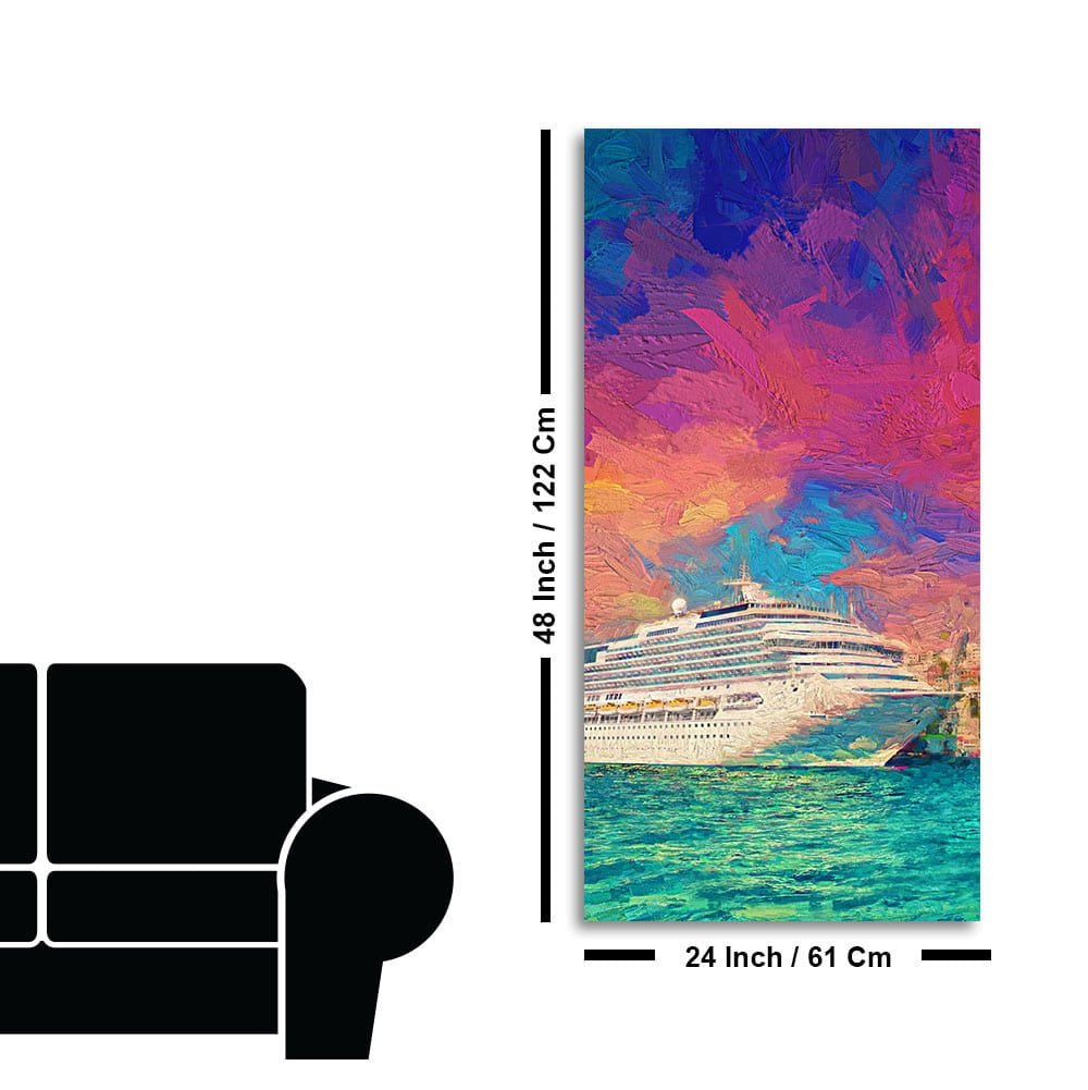 Beautiful Ship in the Sea Scenery Premium Canvas Wall Painting - Decor Smart