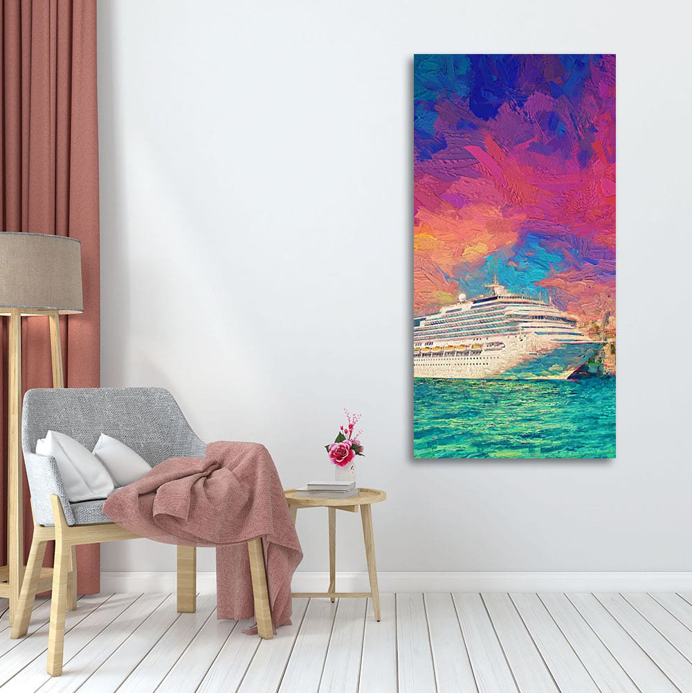 Beautiful Ship in the Sea Scenery Premium Canvas Wall Painting - Decor Smart