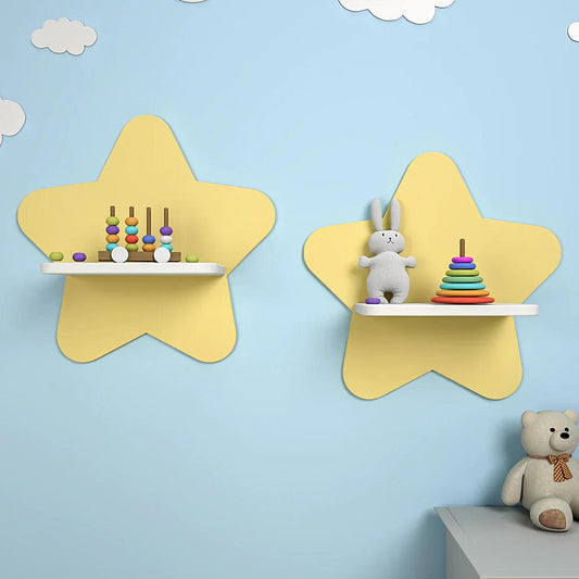 Beautiful Star Wooden Wall Shelf for Kids Set of Two - Decor Smart