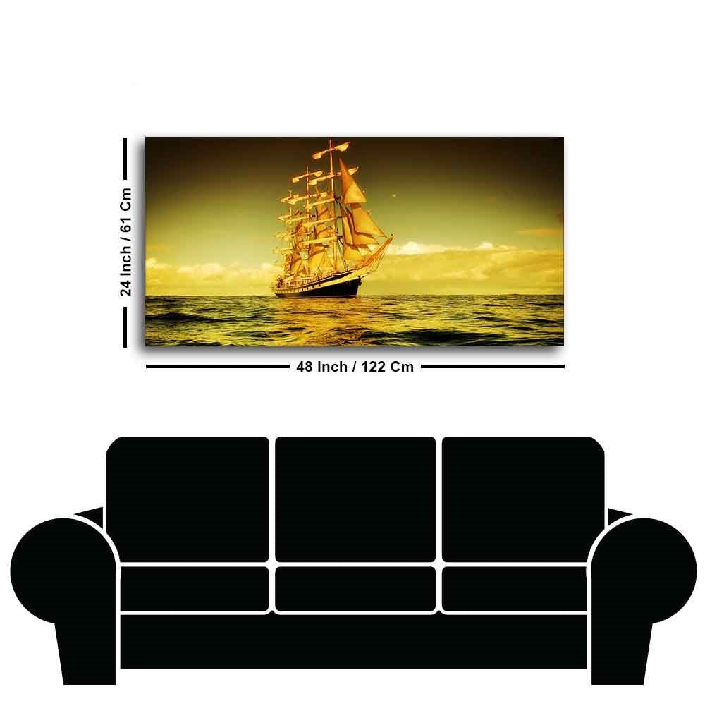 Beautiful Sunset Sailing Ship Wall Painting - Decor Smart