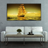 Beautiful Sunset Sailing Ship Wall Painting - Decor Smart
