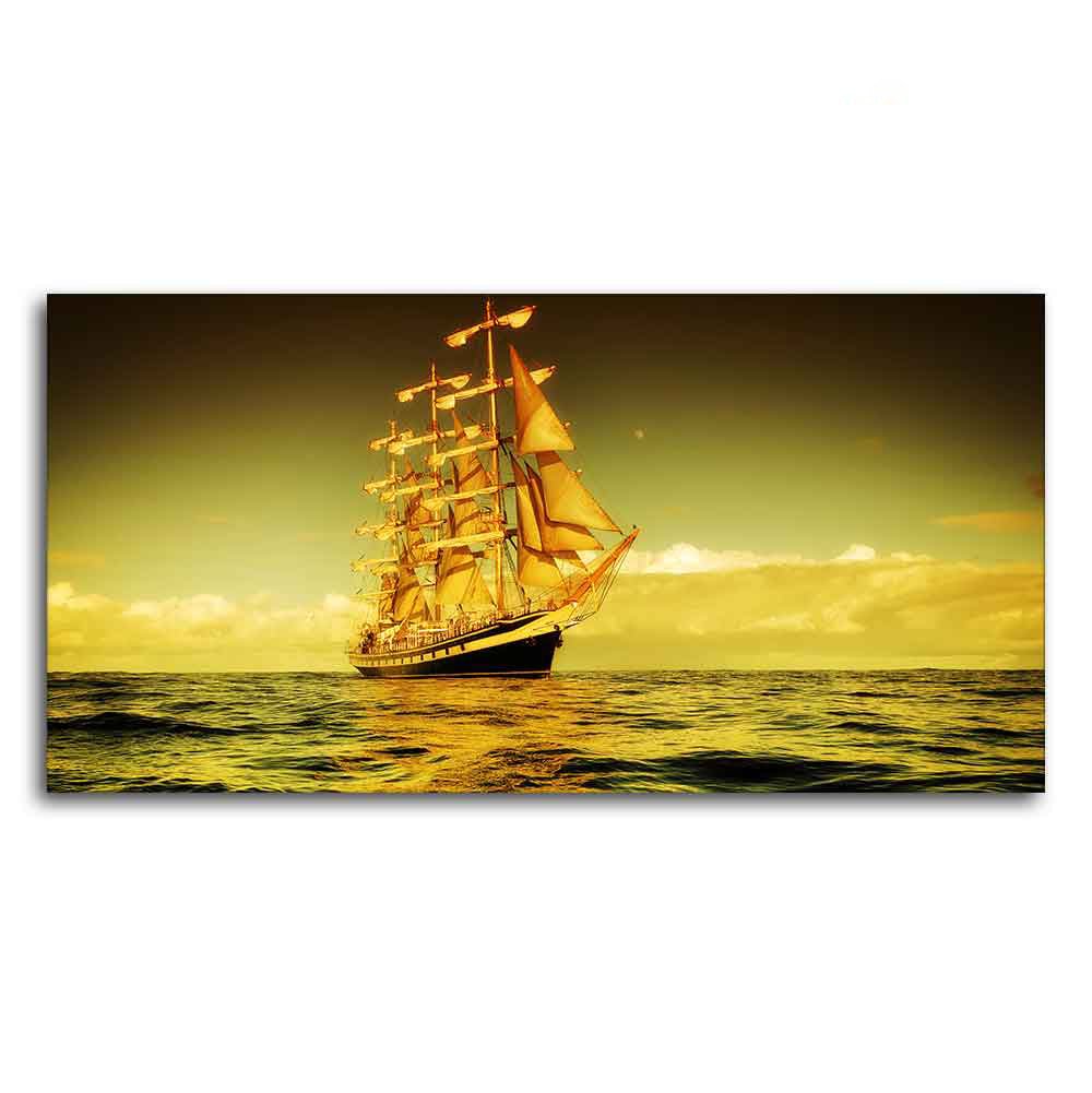 Beautiful Sunset Sailing Ship Wall Painting - Decor Smart