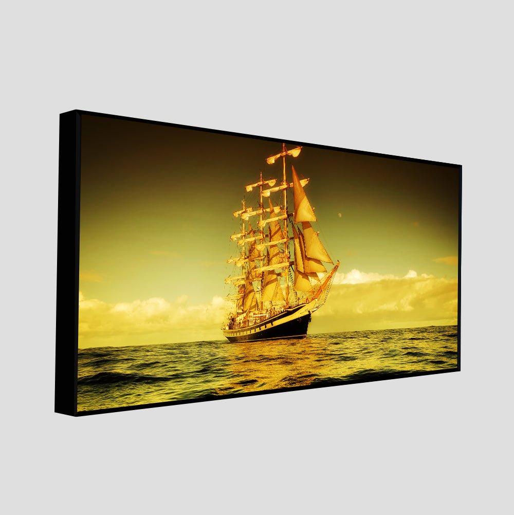Beautiful Sunset Sailing Ship Wall Painting - Decor Smart