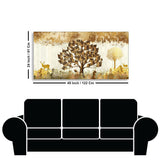 Beautiful Tree and Golden Deer Canvas Wall Painting - Decor Smart