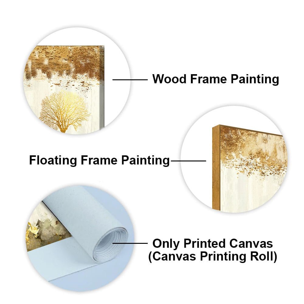 Beautiful Tree and Golden Deer Canvas Wall Painting - Decor Smart