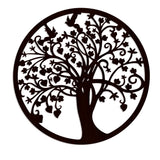 Beautiful Tree of life Round Backlit Wooden Wall Hanging with LED Night Light Walnut Finish - Decor Smart