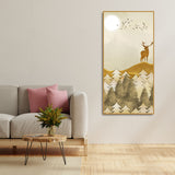 Beautiful Trees with Golden Deers Premium Canvas Wall Painting - Decor Smart