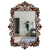 Beautiful Vanity Motif Style Mirror with Walnut Finish - Decor Smart