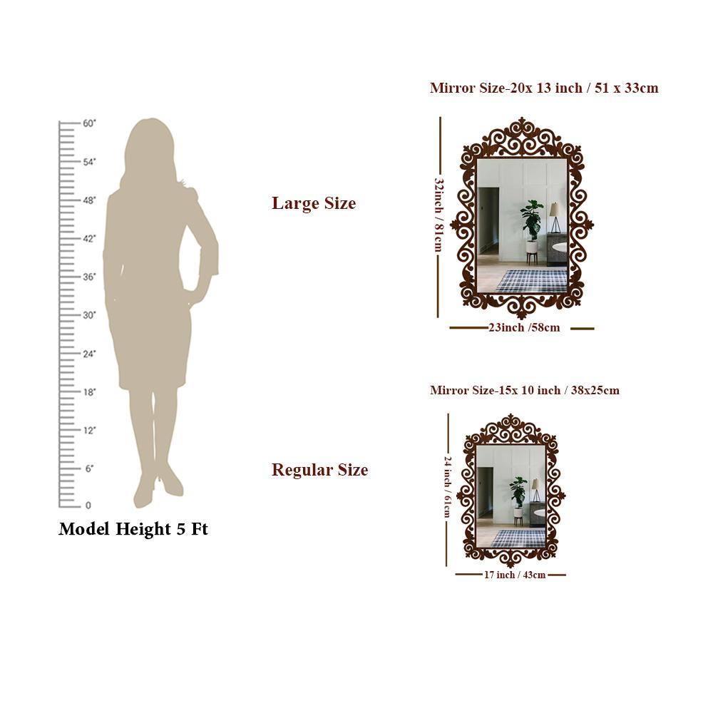 Beautiful Vanity Motif Style Mirror with Walnut Finish - Decor Smart