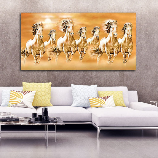 Seven Running Horses – Vastu Canvas Wall Painting | Decor Smart