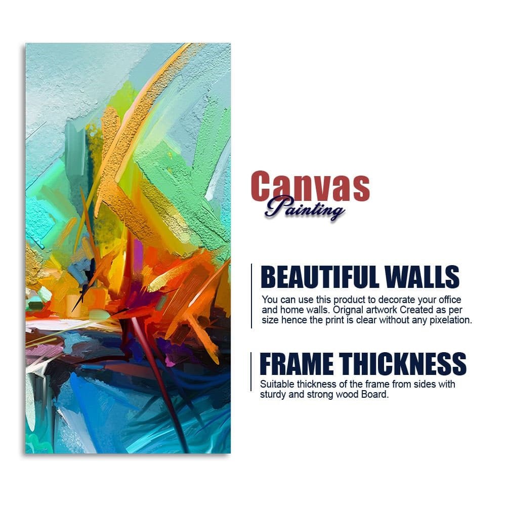 Beautiful Vibrant Color Patch Abstract Canvas Wall Painting - Decor Smart