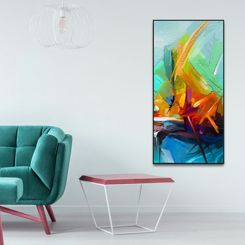 Beautiful Vibrant Color Patch Abstract Canvas Wall Painting - Decor Smart