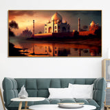 Beautiful View of Taj Mahal at Sunset Canvas Wall Painting - Decor Smart