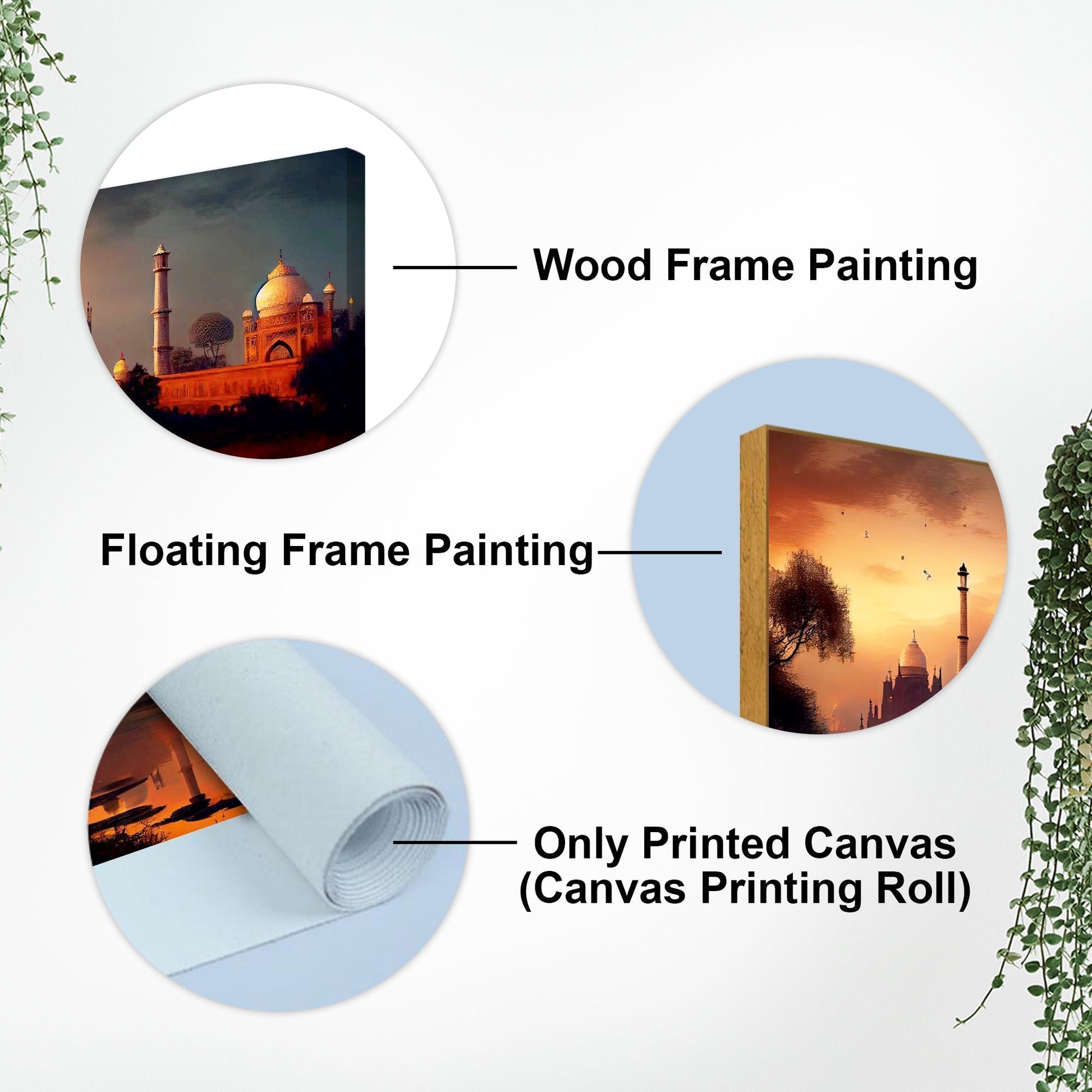 Beautiful View of Taj Mahal at Sunset Canvas Wall Painting - Decor Smart