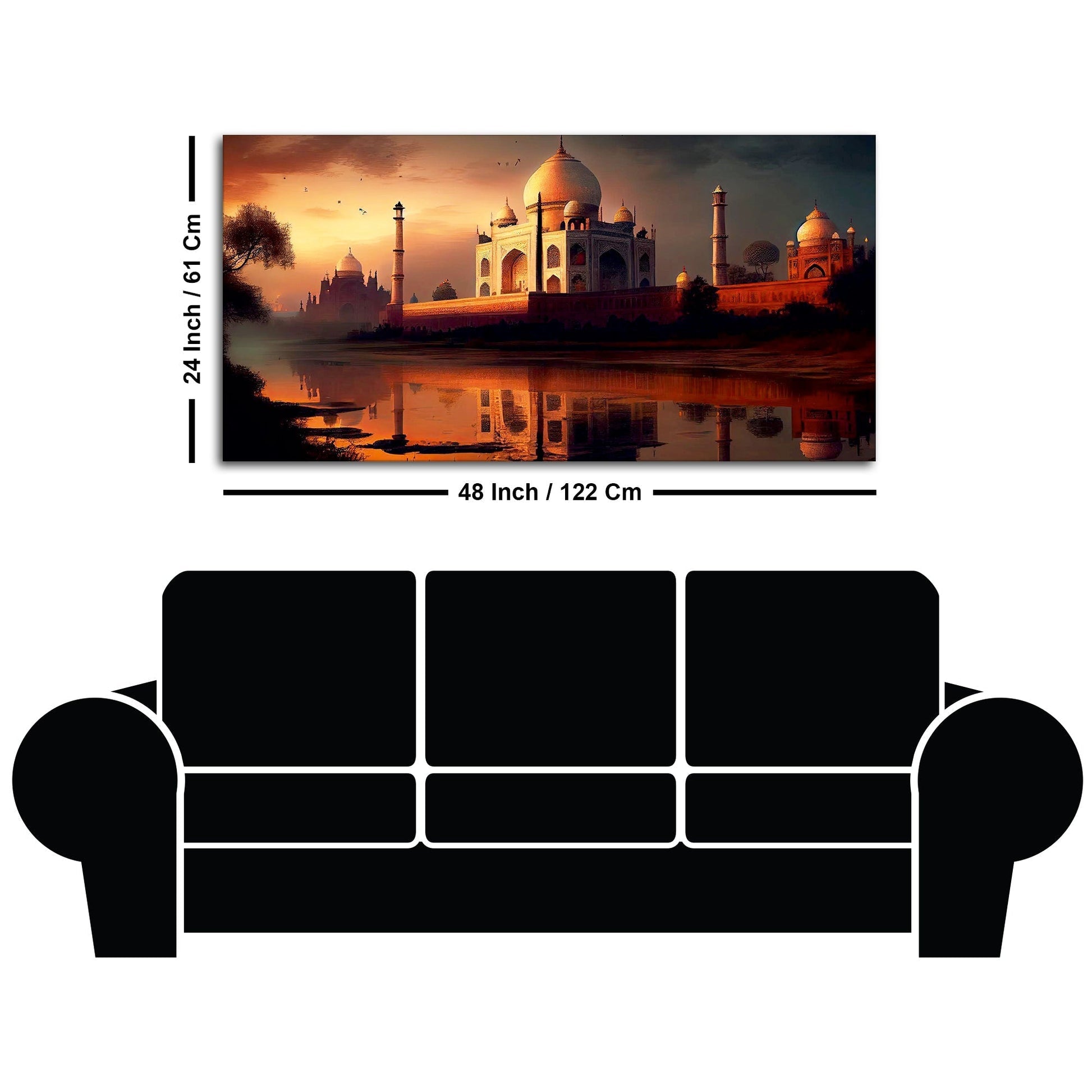 Beautiful View of Taj Mahal at Sunset Canvas Wall Painting - Decor Smart
