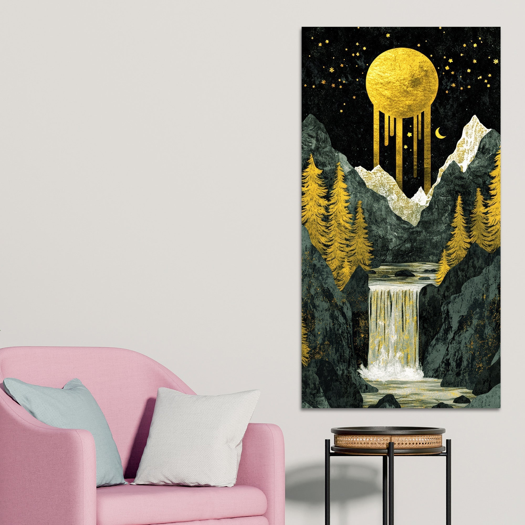 Beautiful View of Waterfall Premium Canvas Wall Painting - Decor Smart