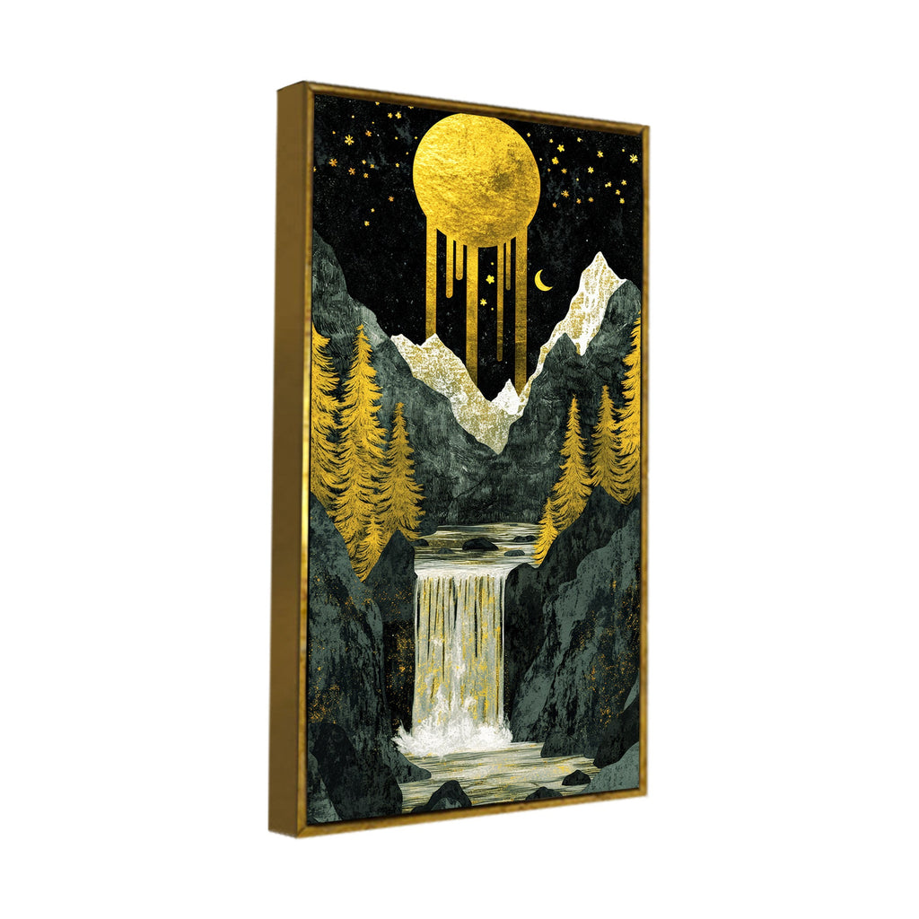 Beautiful View of Waterfall Premium Canvas Wall Painting