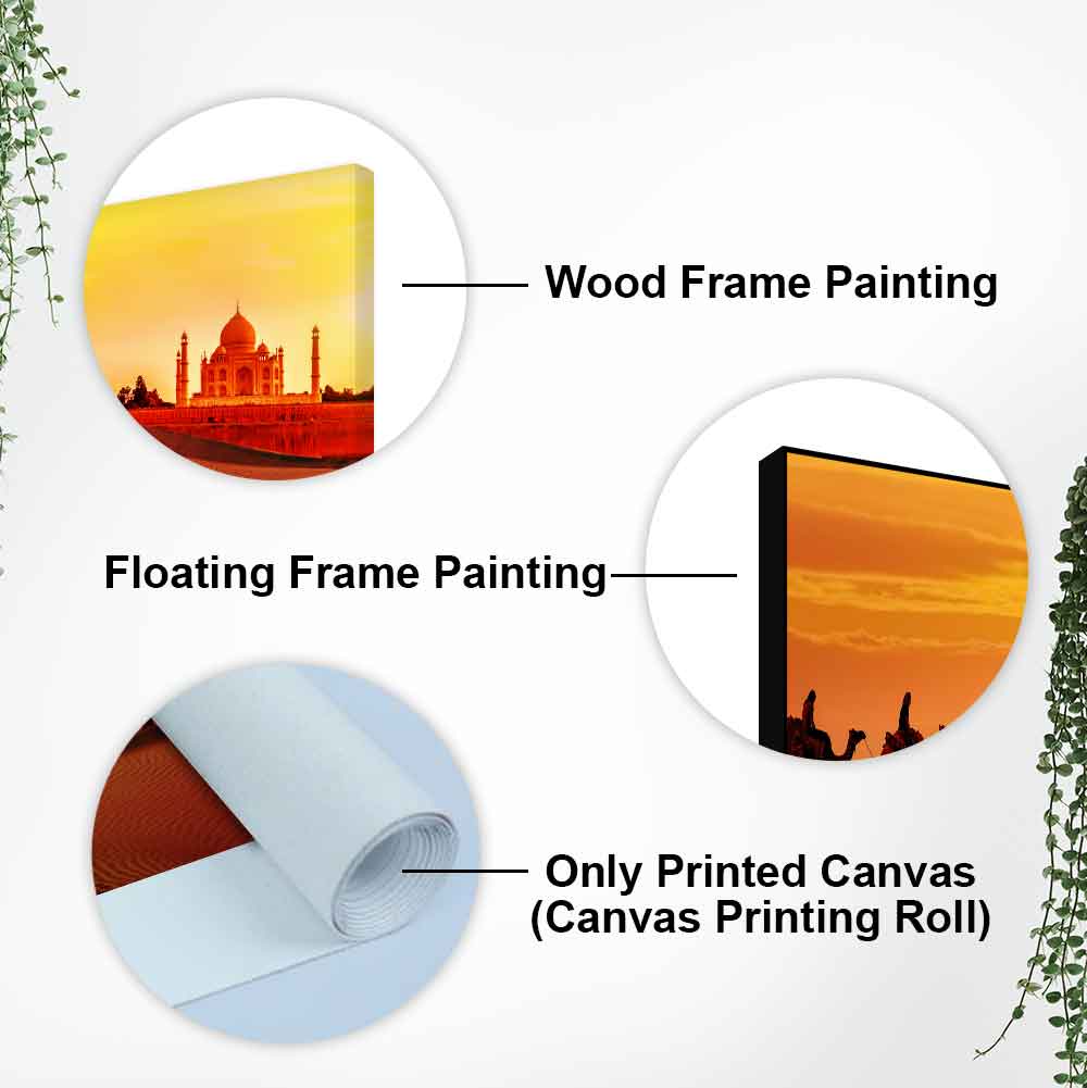 Beautiful Wall Painting of Camel Caravan Heading to Taj Mahal - Decor Smart