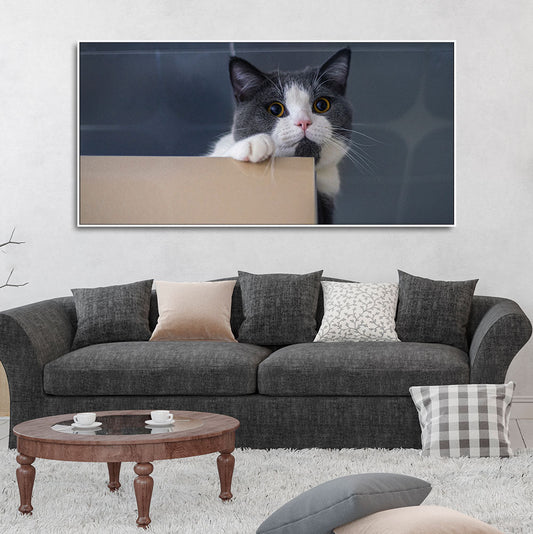 Cat Peeping Over Ledge Wall Painting – Cute Cat Canvas- Decor Smart