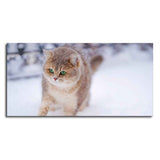 Beautiful Wall Painting of Cat Walking in Snow