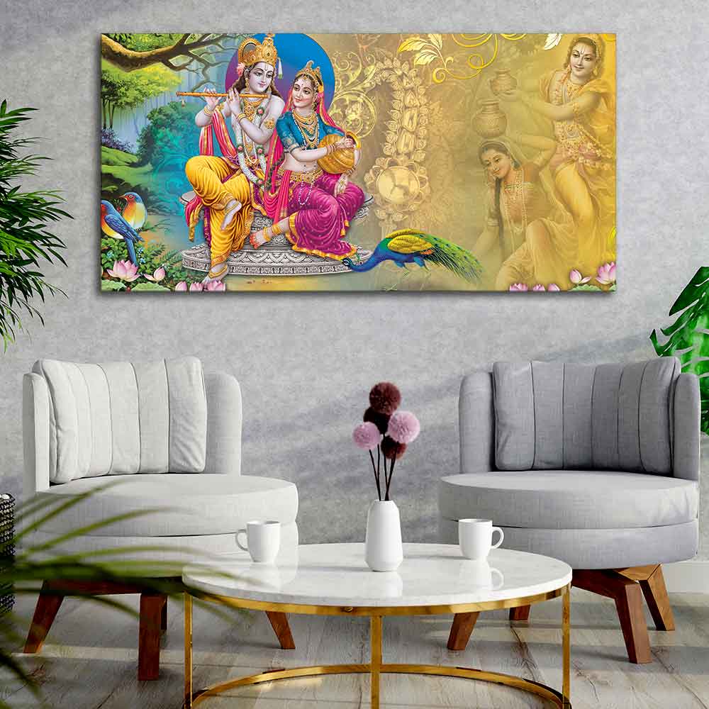 Beautiful Wall Painting of Lord Radha Krishna - Decor Smart
