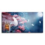 Beautiful Wall Painting of Mushroom House in Enchanted Fairy Tale Forest - Decor Smart