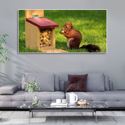 Beautiful Wall Painting of Squirrel Eating Food - Decor Smart