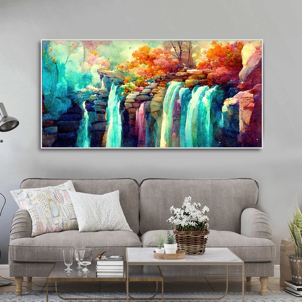 Beautiful Waterfall Scenery Canvas Wall Painting - Decor Smart
