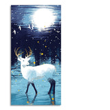 Beautiful White Deer in Full Moon Night Premium Canvas Wall Painting - Decor Smart