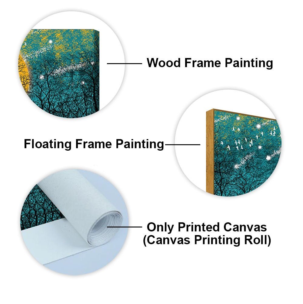 Beautiful White Horses in Forest Premium Wall Painting - Decor Smart