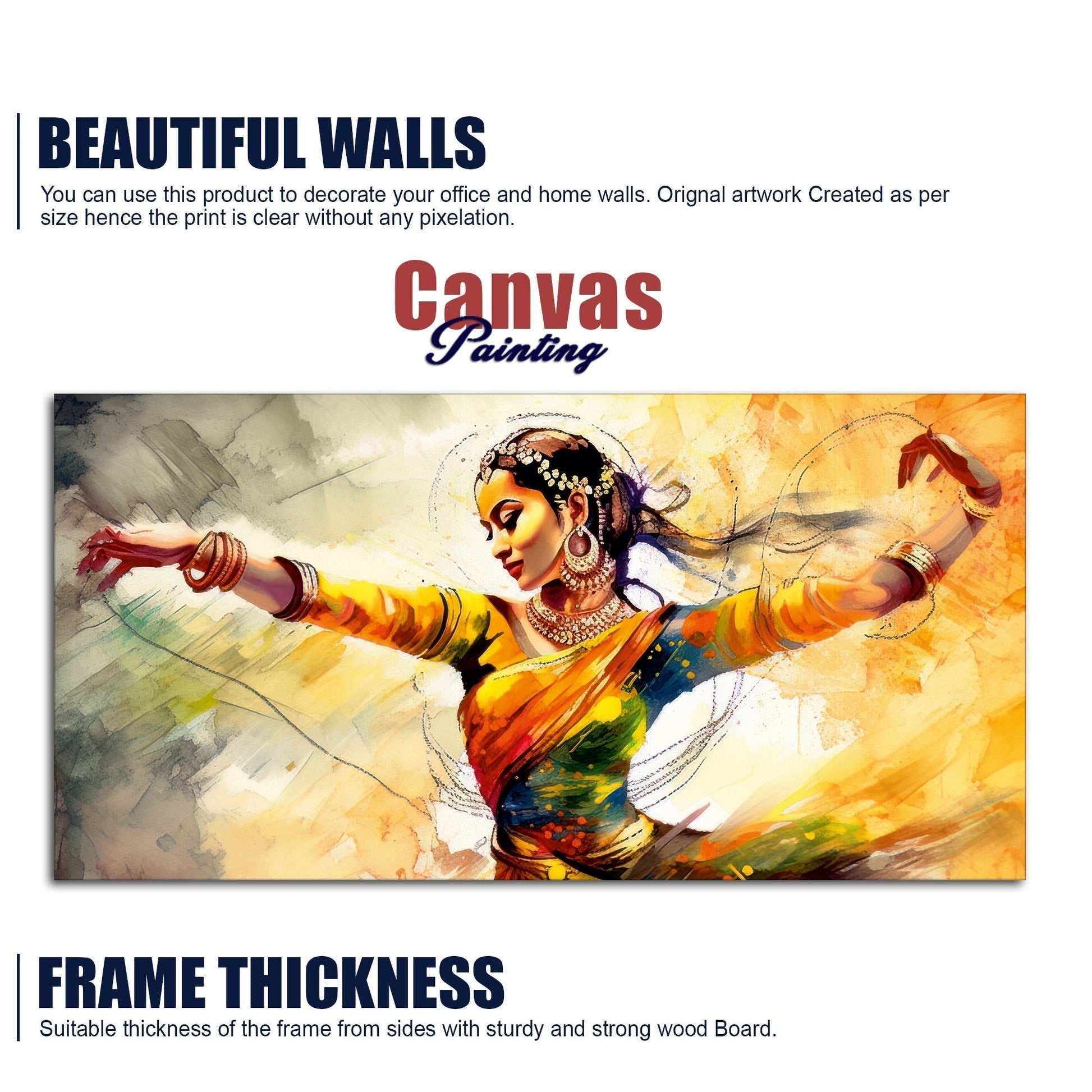 Beautiful Woman Dancing in Traditional Style Canvas Wall Painitng - Decor Smart