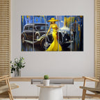 Beautiful Women with car Canvas Wall Painting 5 Pieces