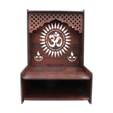 Beautiful Wooden Pooja Stand for Home Pooja Mandir for Wall Mounted with LED Spot Light - Decor Smart