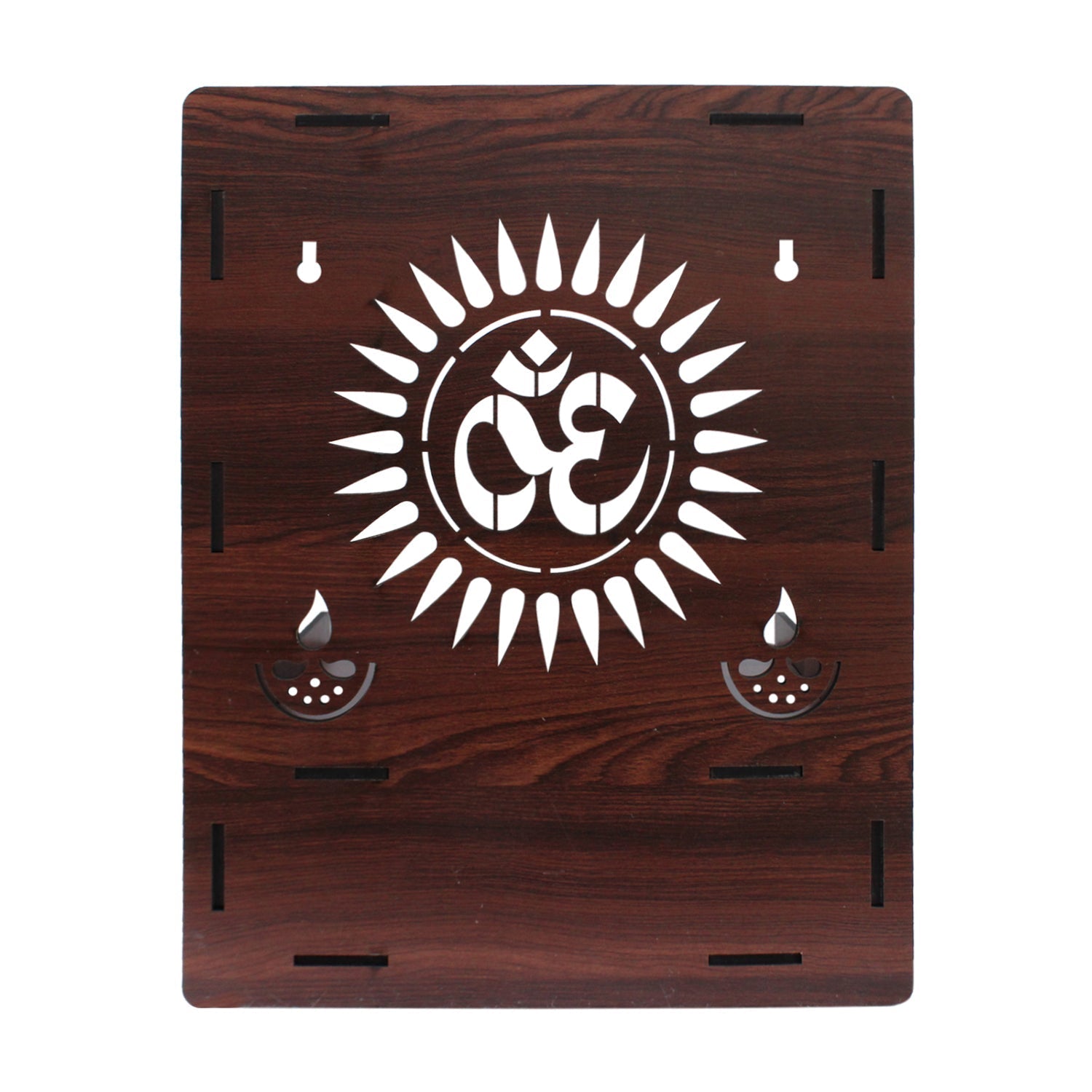 Beautiful Wooden Pooja Stand for Home Pooja Mandir for Wall Mounted with LED Spot Light - Decor Smart