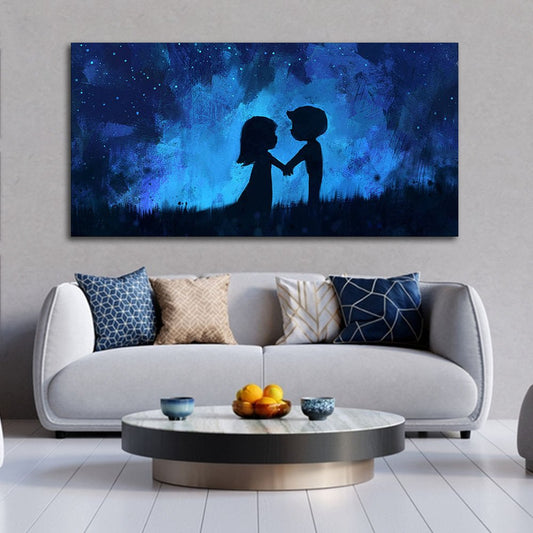 Beautiful Young Couple in Love Holding Hands Canvas Wall Painting - Decor Smart