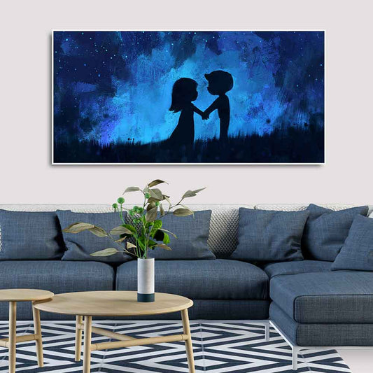 Beautiful Young Couple in Love Holding Hands Canvas Wall Painting - Decor Smart