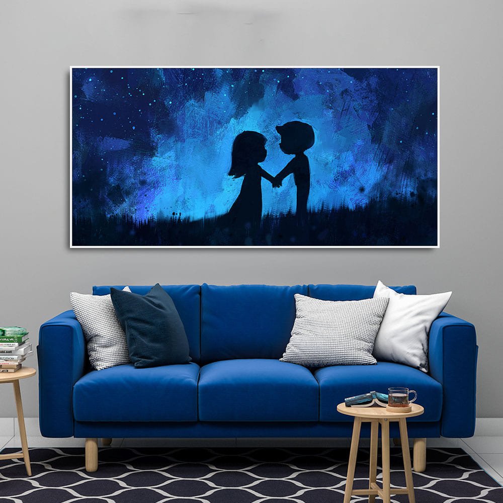 Beautiful Young Couple in Love Holding Hands Canvas Wall Painting - Decor Smart