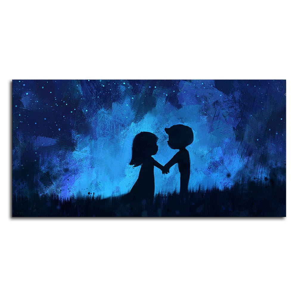 Beautiful Young Couple in Love Holding Hands Canvas Wall Painting - Decor Smart