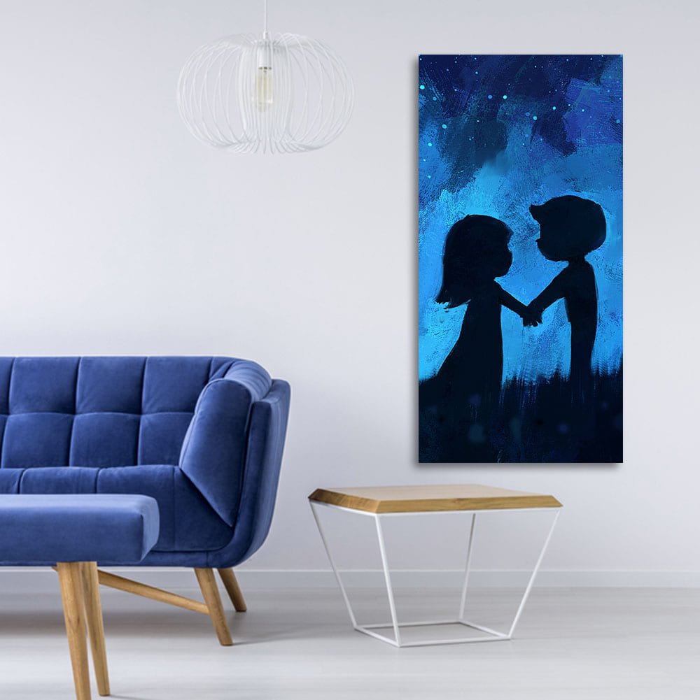 Beautiful Young Couple in Love Holding Hands Premium Canvas Wall Painting - Decor Smart