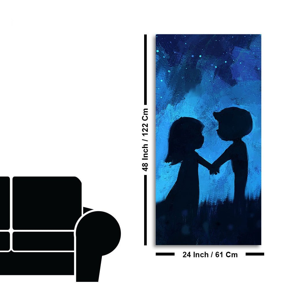 Beautiful Young Couple in Love Holding Hands Premium Canvas Wall Painting - Decor Smart