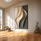 Beige and Olive Wave Panel 3D Wall Art Home Decor