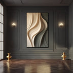 Beige and Olive Wave Panel 3D Wall Art Home Decor