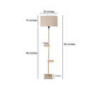 Beige Fabric Double Shelf Floor Lamp with Natural Solid Wood Color Base
