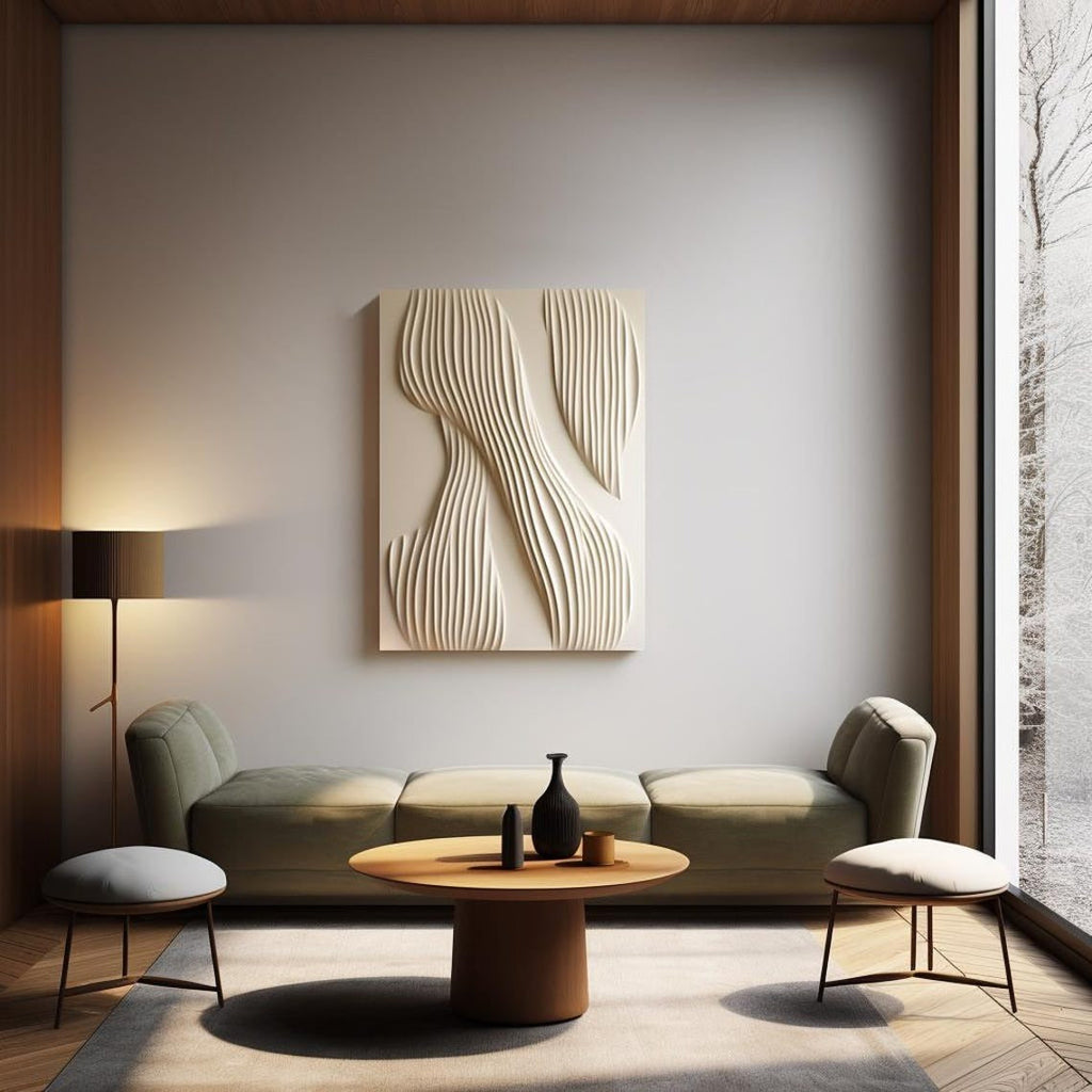 Beige Flow Vertical Wave Texture 3D Wall Art Home Decor
