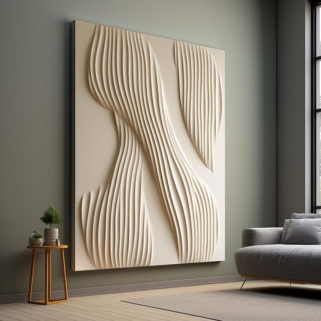 Beige Flow Vertical Wave Texture 3D Wall Art Home Decor