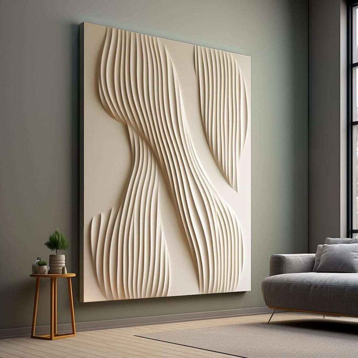 Beige Flow Vertical Wave Texture 3D Wall Art Home Decor