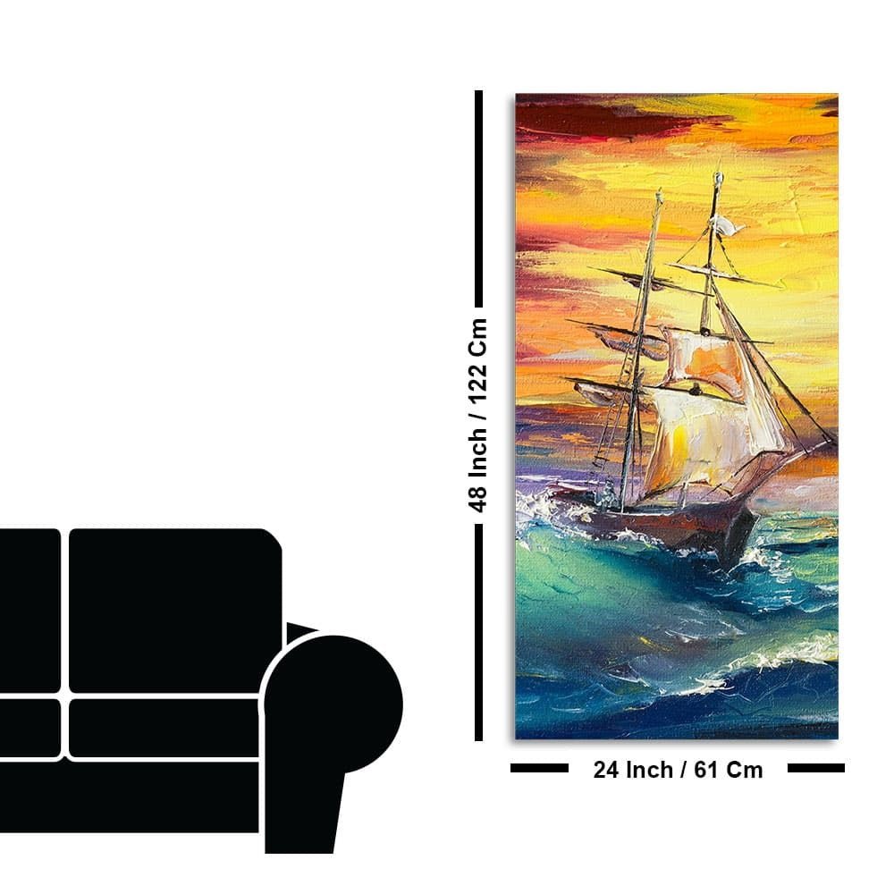 Big Panoramic Sailing Ship Canvas Wall Painting - Decor Smart