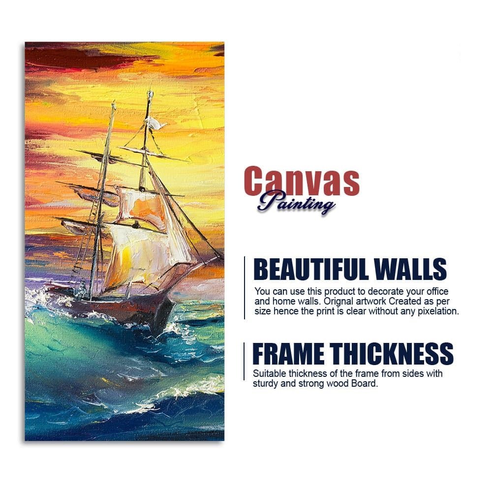 Big Panoramic Sailing Ship Canvas Wall Painting - Decor Smart