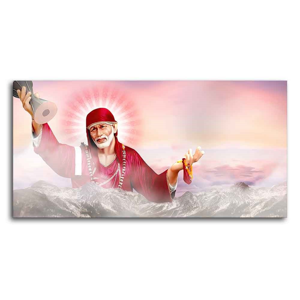 Big Size Devotional Sai Baba Wall Painting - Decor Smart